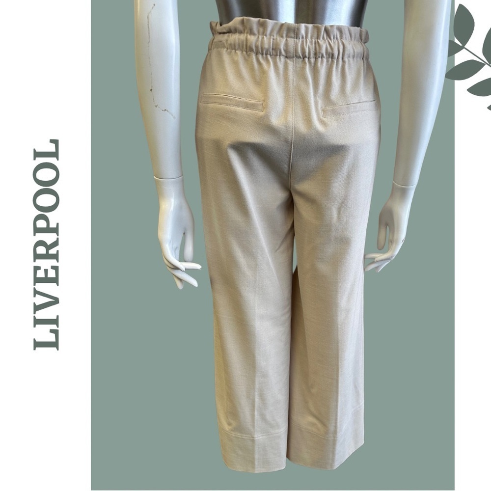 LIVERPOOL PULL ON TIE WAIST WIDE LEG ANKLE Pant Elastoc Waist Tan Size XS - Picture 4 of 8